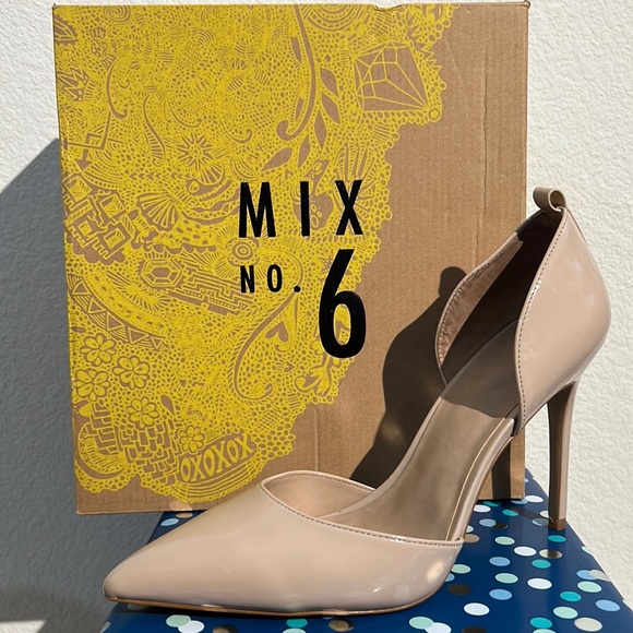 Mix No. 6 Shoes - Beige Zaliva Pumps Women's Size 10 Neutral/Nude Open Side Stiletto Heels